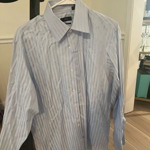 Hugo boss regular fit size 32/33-16 light blue with blue stripes